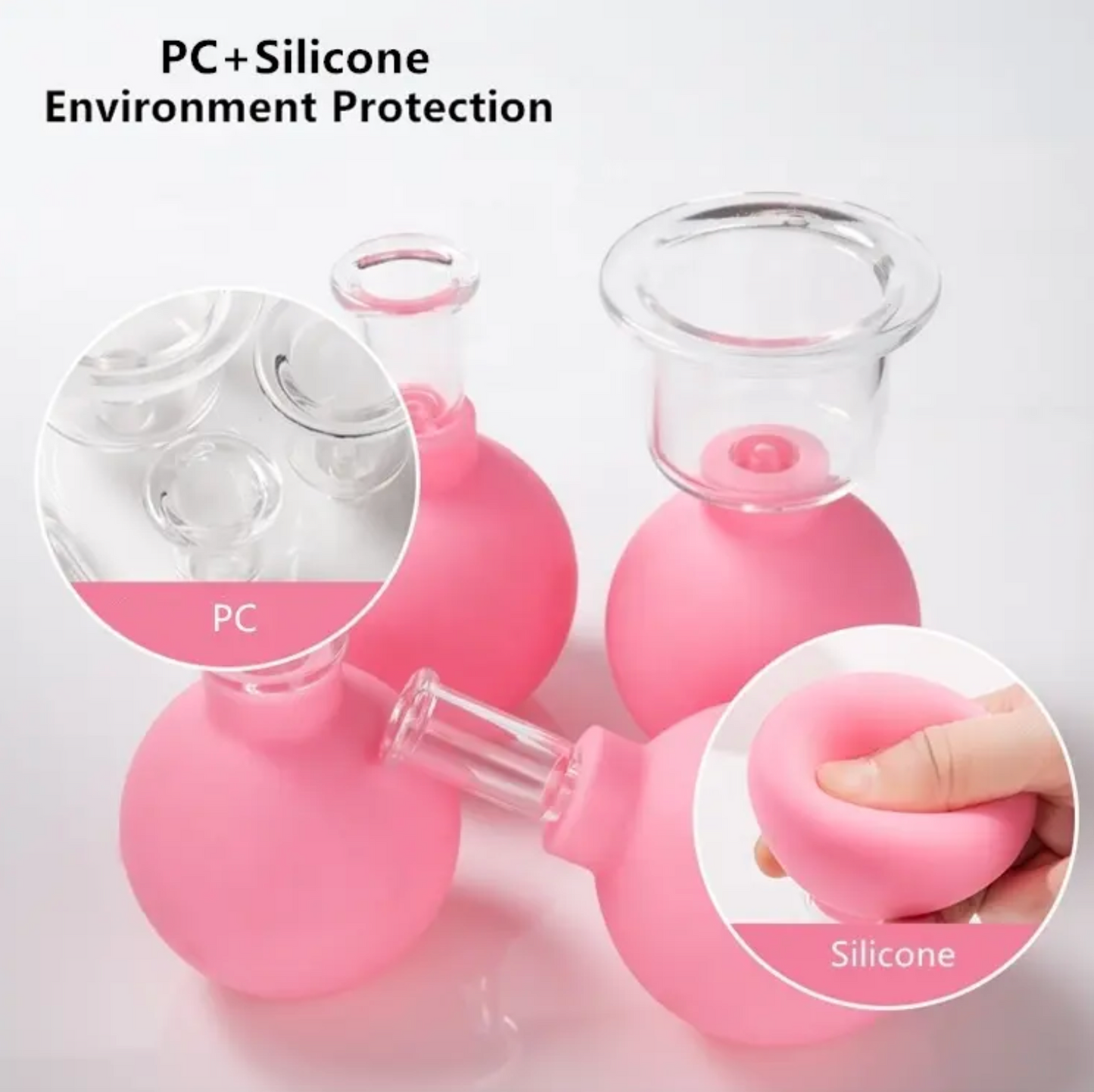 Facial Cupping Cup Set Pink Face Lift