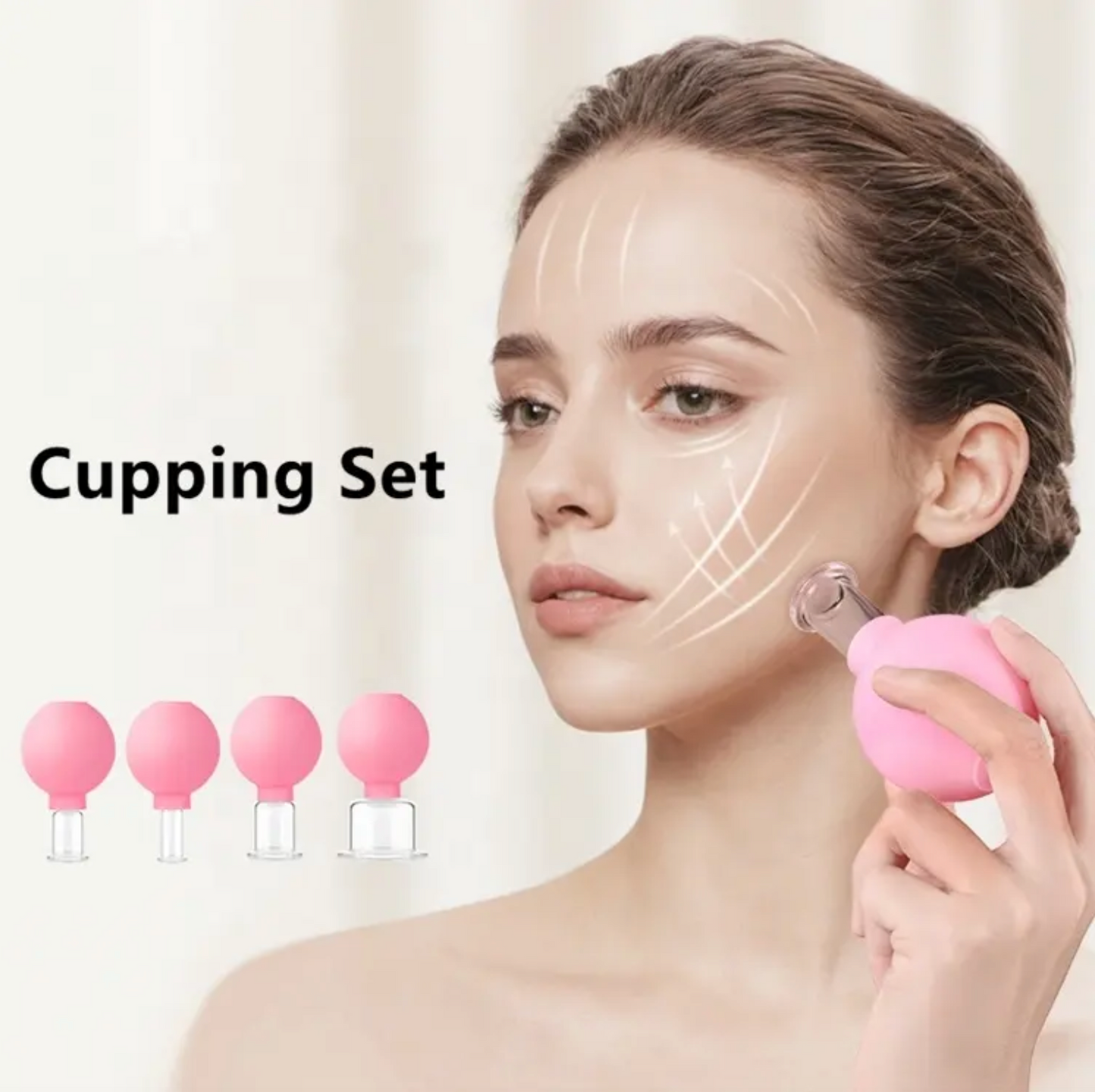 Facial Cupping Cup Set Pink Face Lift